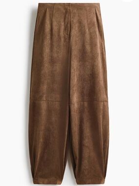H&M Brown Suede-Effect Wide Leg Pants